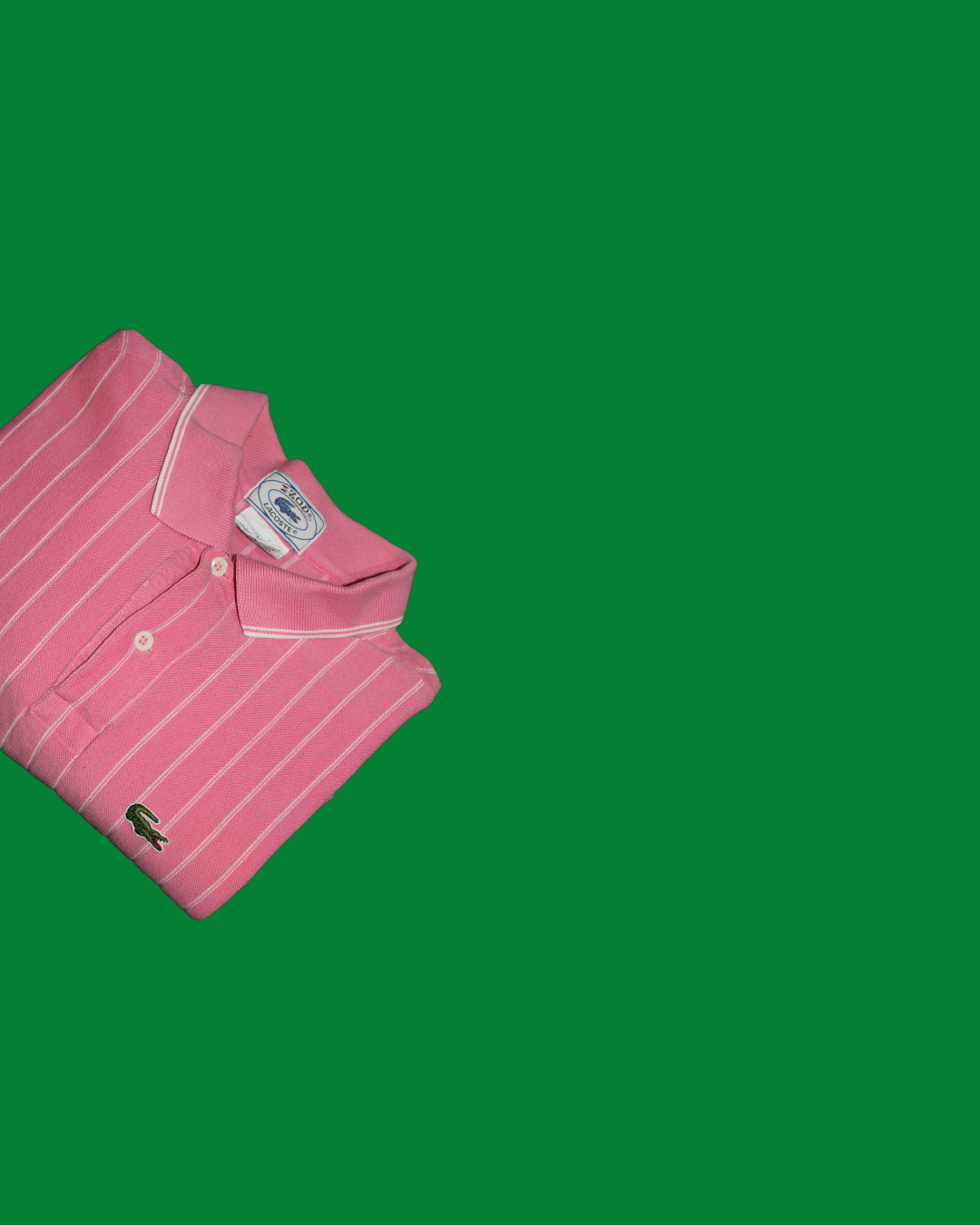 1960'S LACOSTE X IZOD HOT PINK / VERTICAL WHITE STRIPED POLO [ VINTAGE ]