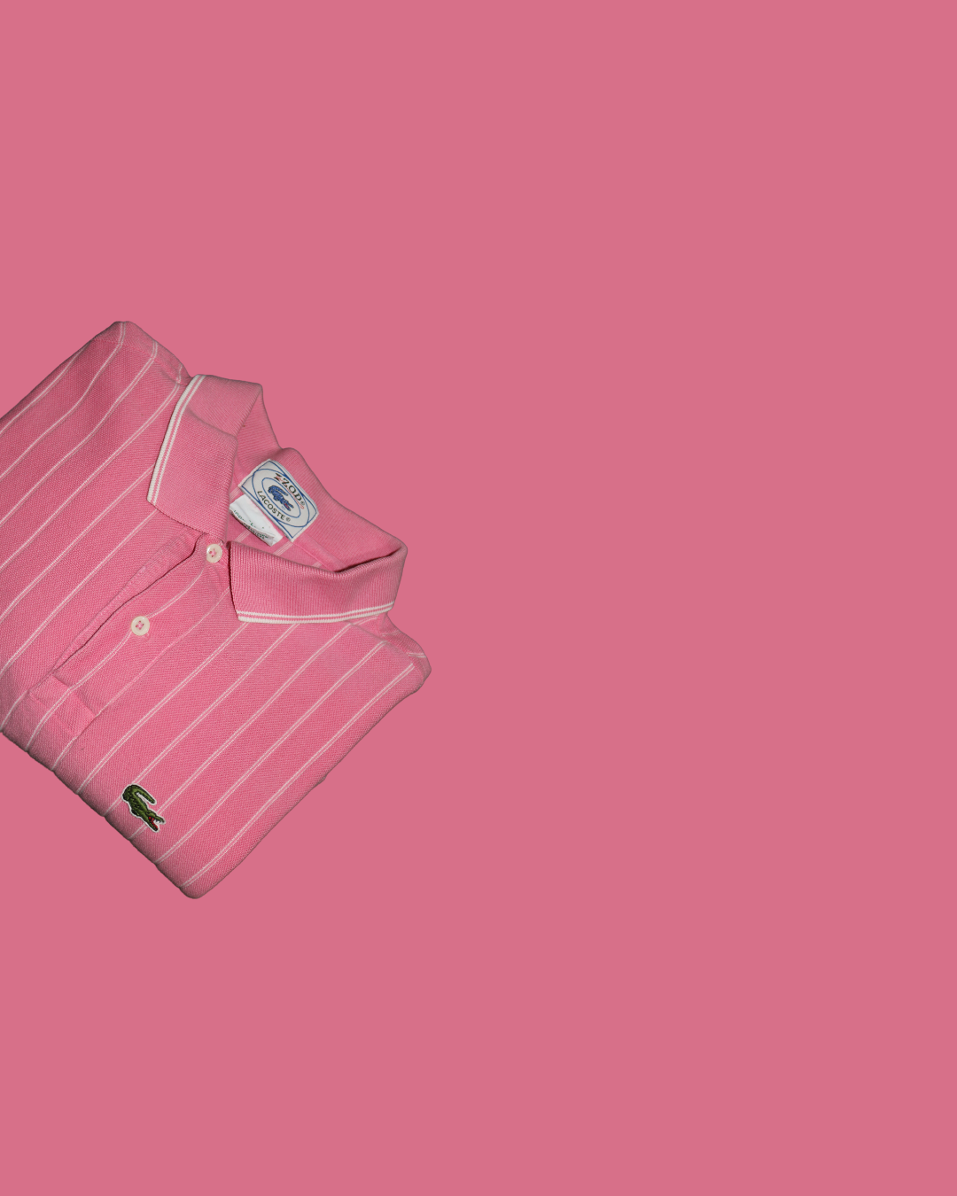 1960'S LACOSTE X IZOD HOT PINK / VERTICAL WHITE STRIPED POLO [ VINTAGE ]