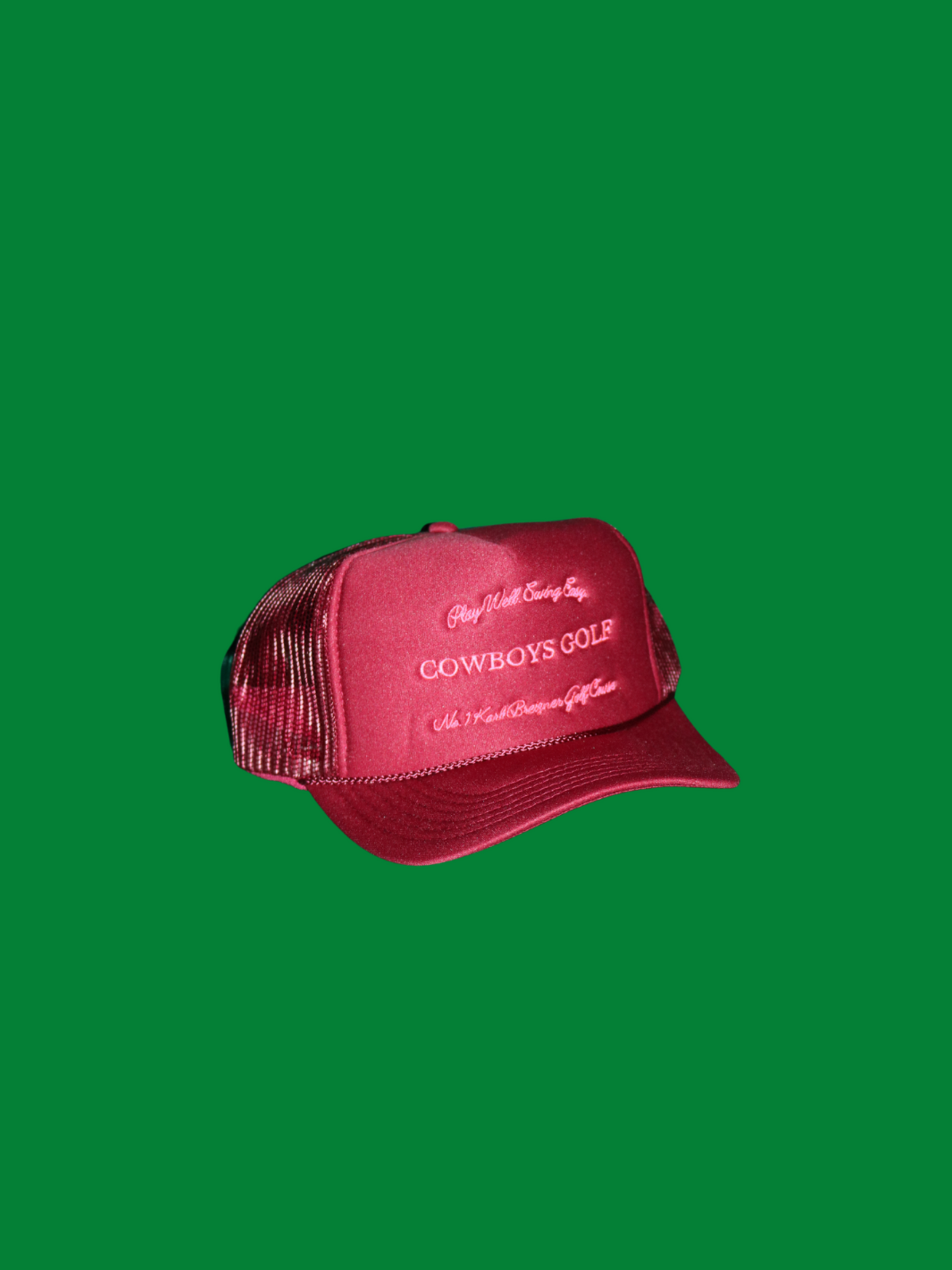 COWBOYS GOLF TRUCKER CAP [ VARSITY BRGNDY / NEON PINK ]