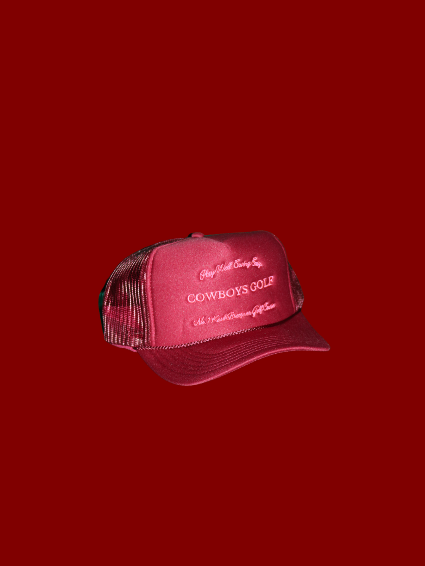 COWBOYS GOLF TRUCKER CAP [ VARSITY BRGNDY / NEON PINK ]