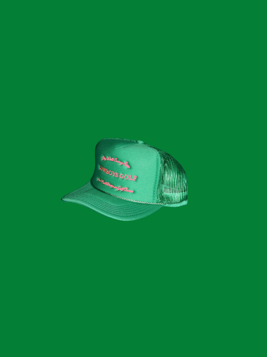 COWBOYS GOLF TRUCKER CAP [ KELLY GREEN / NEON PINK ]