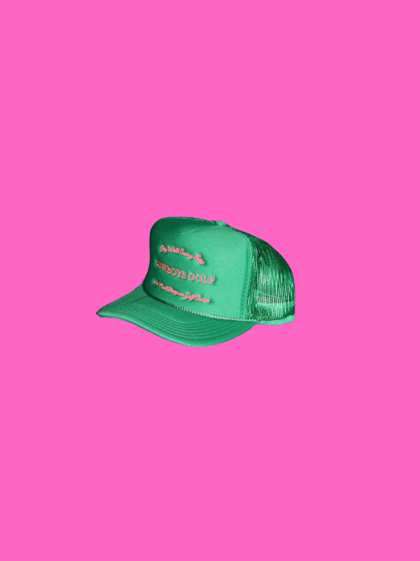 COWBOYS GOLF TRUCKER CAP [ KELLY GREEN / NEON PINK ]