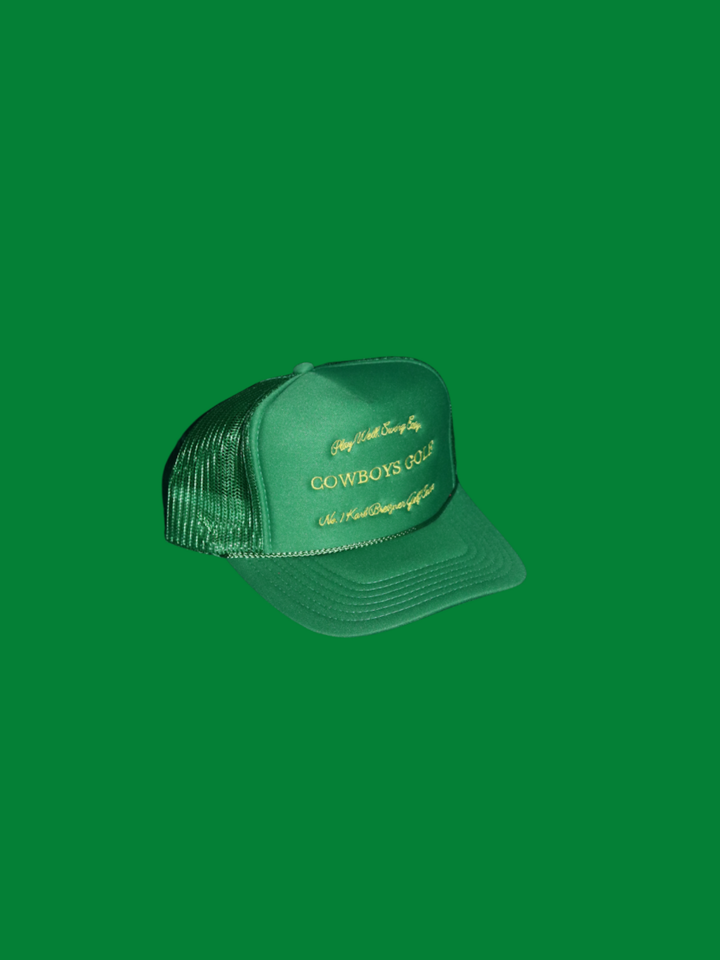 "COWBOYS GOLF TRUCKER CAP [ KELLY GREEN / YELLOW GOLD ]