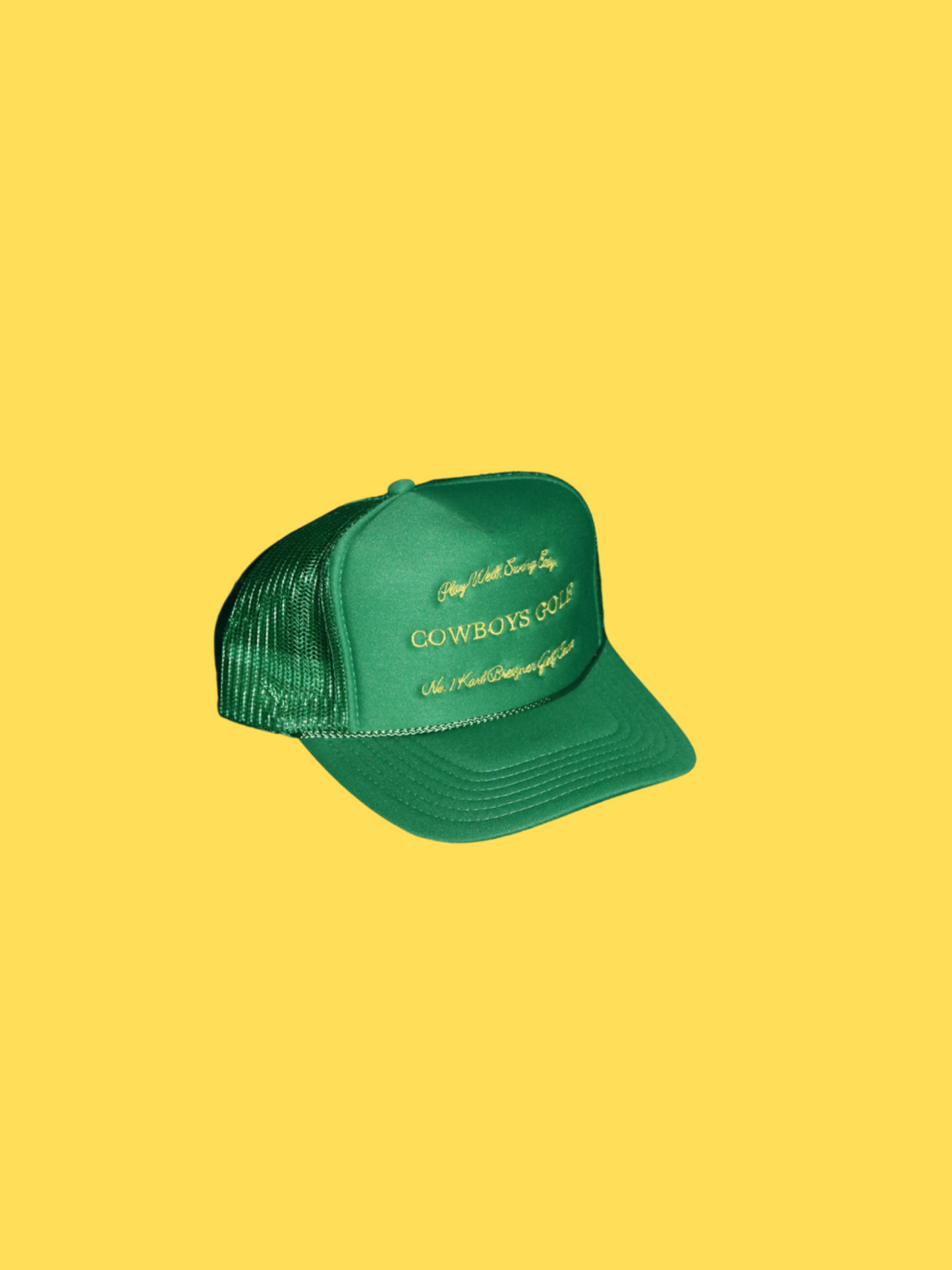 "COWBOYS GOLF TRUCKER CAP [ KELLY GREEN / YELLOW GOLD ]